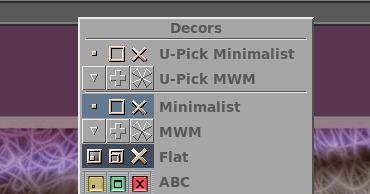 The "Decors" menu
                with the "U-Pick" entries at the top